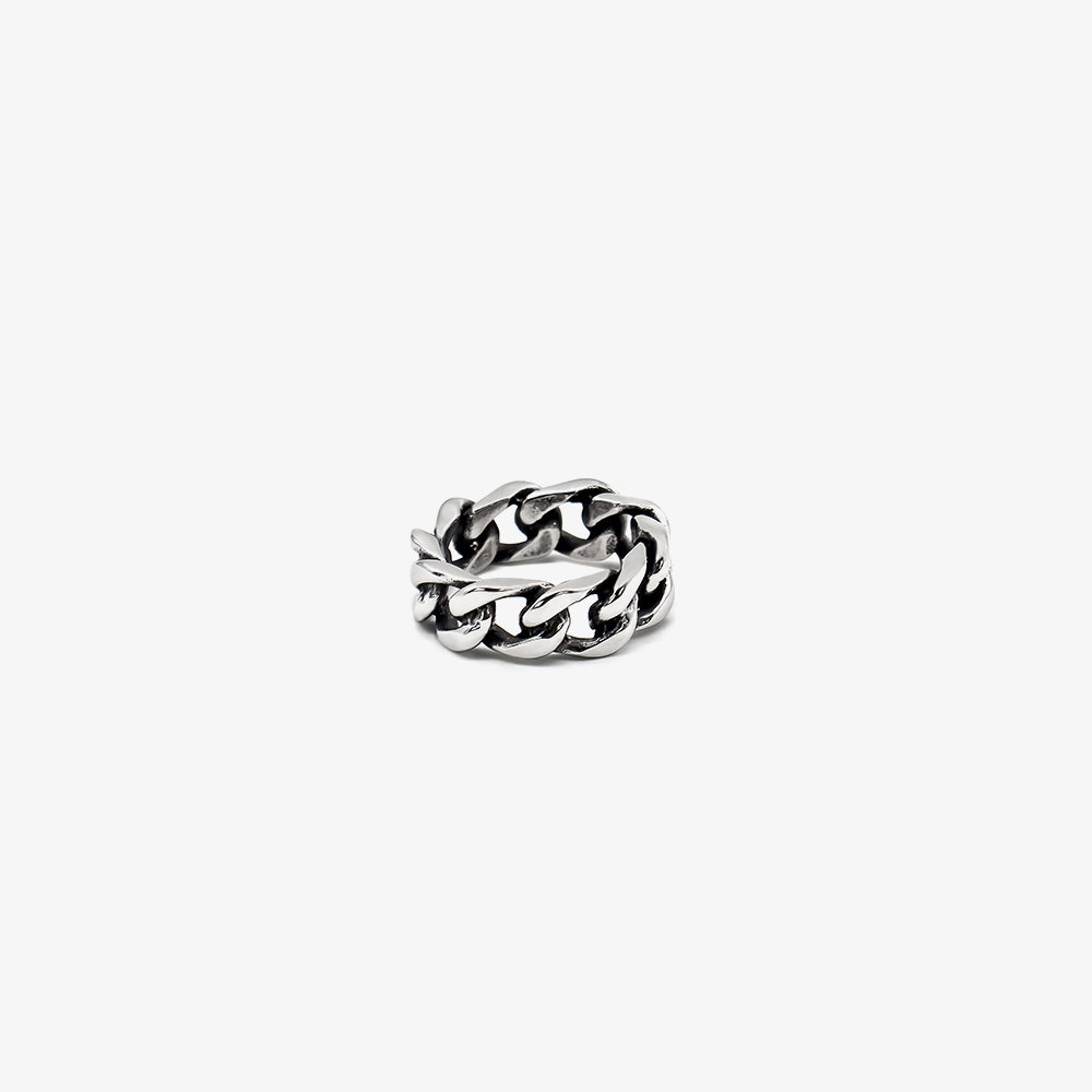 Thai Silver Mahua Ring / 8the republic of korea Simplicity Cold wind Retro Make old Taiyin Rough technology Titanium steel Food ring chain Hemp flowers Ring men and women