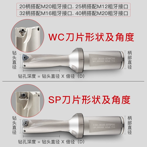 U Diamond Knife Tartes Используйте u -Rotating Fast Drill SP Глубоко -отверстие насильственное алмазное плоское дно u Drill Bit Cnc Cnc Fast Drill