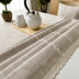 Mỹ khăn trải bàn vải cotton và linen màu rắn văn học bàn khăn trải bàn hiện đại nhỏ gọn vuông vòng sọc bảng bàn cà phê mat Khăn trải bàn
