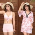 Nhật Bản chia bikini bikini phẳng ba mảnh đặt thép tấm ngực nhỏ thu thập áo bảo thủ áo tắm phụ nữ - Bikinis áo tắm 1 mảnh Bikinis