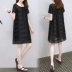 Châu âu trạm 2018 mùa hè mới Hàn Quốc phiên bản của sọc lớn kích thước ăn mặc nữ thời trang màu đen lỏng tính khí Một từ váy