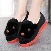Giày vải mùa đông Bắc Kinh giày nữ cao để giúp giày cotton dày đế giày cũ đế ấm không trơn trượt