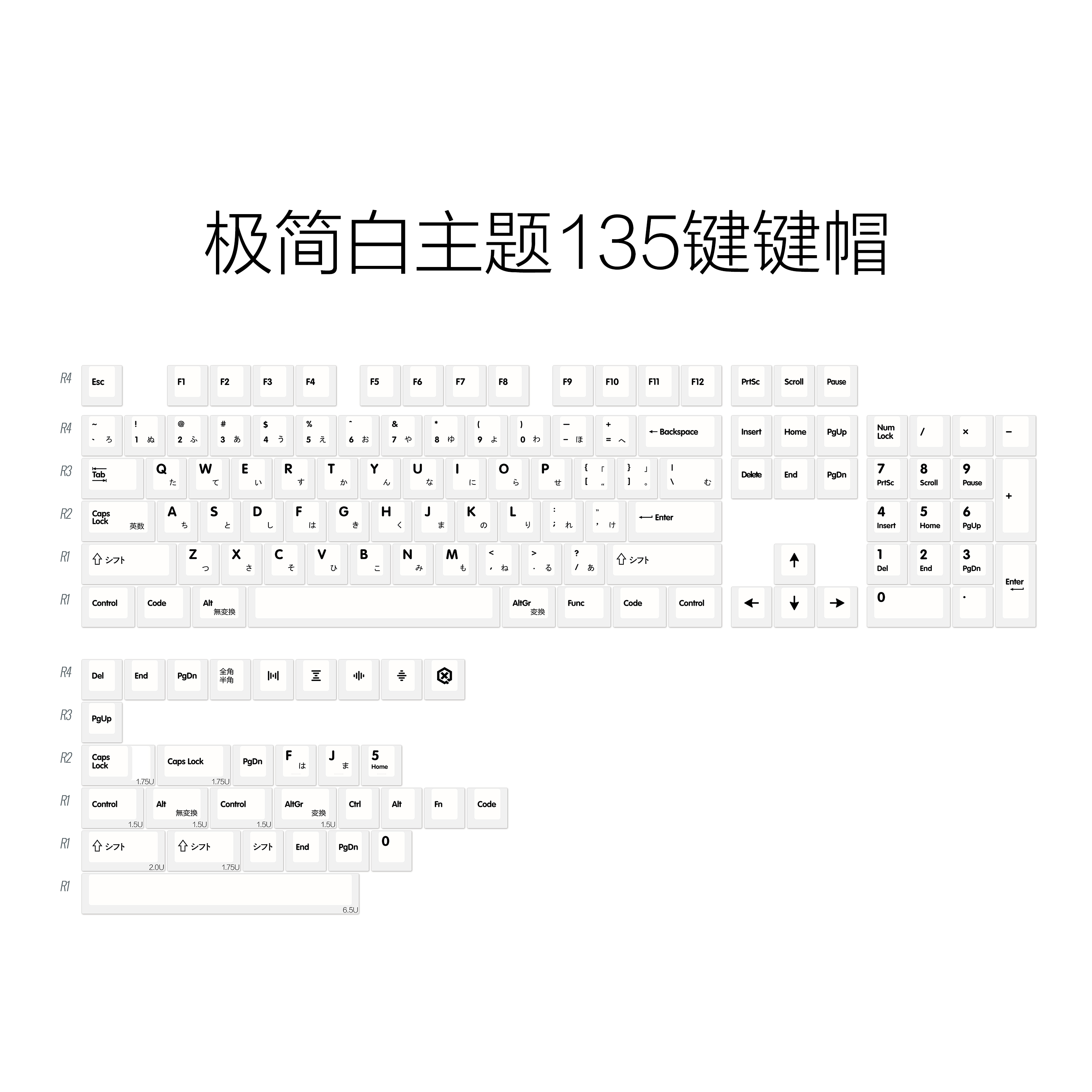 WhiteMinimalism white theme Apple Simplicity style Key cap PBT Five sides Thermal sublimation Mechanical keyboard DIY Original factory 135 key