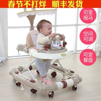 Baby Walker 6 7-18 tháng Em bé chống rollover Đa chức năng Đẩy có thể đưa bé trai và bé gái Bước chân âm nhạc xe đẩy đôi