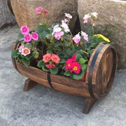 Thùng gỗ chậu hoa bằng gỗ thùng trống thùng bia chống ăn mòn gỗ hộp hoa kệ hoa đồ dùng gỗ hoa máng hoa carbonized bình hoa sắp xếp