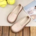 2018 mùa hè Nhật Bản retro vòng đầu nông miệng giày trắng nữ hoang dã thấp để giúp thở giày đơn đầu lớn Sen giày của phụ nữ giày boot nữ cổ cao Giày cắt thấp