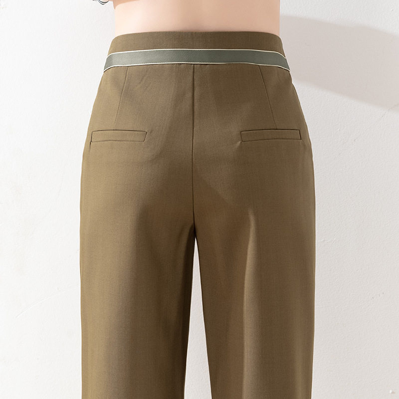 High-end women's trousers for spring, high-waisted, casual, Harun style, Hong Kong style women's wear, 9-inch trousers, cigarette tube trousers, commuter tube trousers Application Scenario