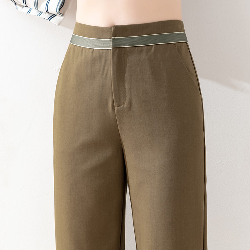 High-end women's trousers for spring, high-waisted, casual, Harun style, Hong Kong style women's wear, 9-inch trousers, cigarette tube trousers, commuter tube trousers Specification image