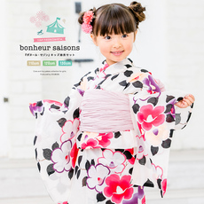 Банный халат 日本纯棉儿童女童和服浴衣浴袍和风日式家居服定型腰封木屐6件套 OTHER