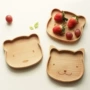 Toàn bộ gỗ khay động vật mèo con gấu hoa văn gỗ sồi tấm gỗ không sơn màu xanh lá cây đĩa gỗ - Tấm đồ dùng nhà bếp bằng gỗ