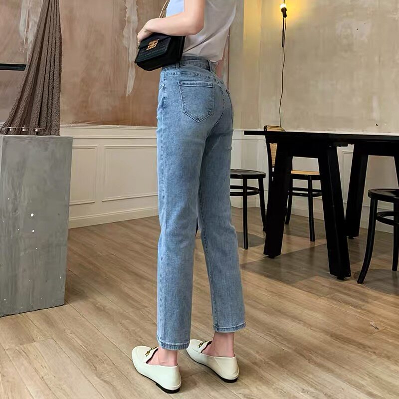 Straight-leg tobacco tube jeans for women 2022 summer, thin, new style, loose and slimming women's 9-inch petite pants Specification image