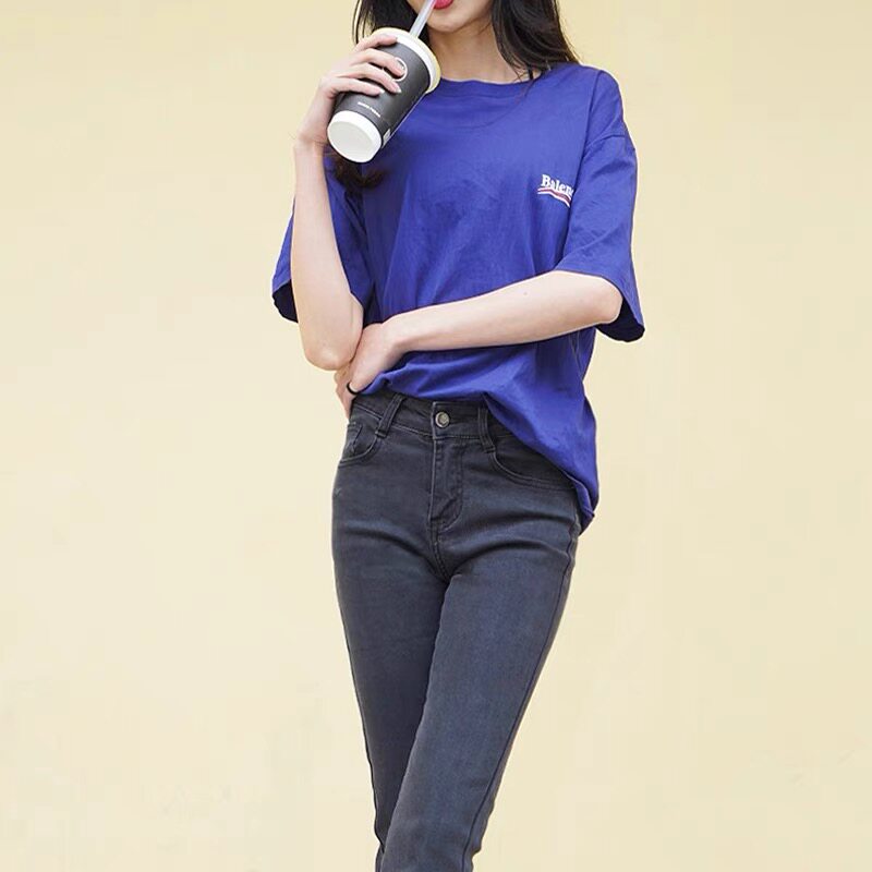 Smoke-gray straight-leg jeans for women's summer 2022, a new thin style for petite women with an 80% to 90% smoke tube Specification image