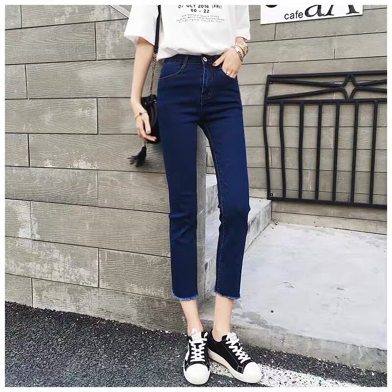 Dark blue straight-leg jeans for women's summer 2022, a new thin style for petite women with an 80% to 90% cigarette tube Specification image