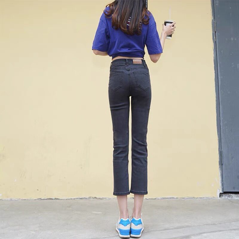 Smoke-gray straight-leg jeans for women's summer 2022, a new thin style for petite women with an 80% to 90% smoke tube Item Picture