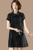 Đồng bằng gỗ búp bê cổ áo voan khâu váy nữ mùa hè 2018 mới tính khí ngắn tay màu đen một từ váy X4918
