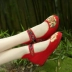 2018 mùa xuân và mùa hè với cao để giúp tăng lớp đáy mềm của giày Bắc Kinh cũ của phụ nữ giày thêu Nanyin Giày cao gót