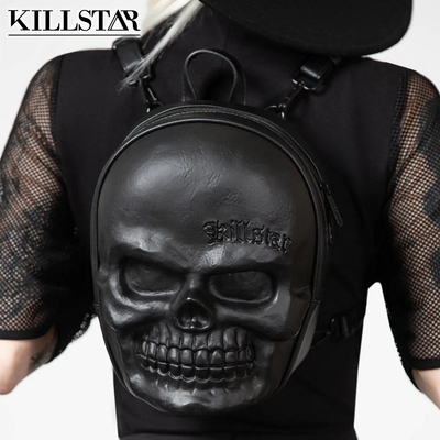 taobao agent Jier Britain Killstar Goth Culture Gravedigger Skeleton Carving Stereo Study Skin Backpack