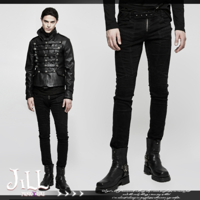 taobao agent O Jier o Simple rock styling slim denim trousers Punk Rave Dark Vision Visual Baroque K300