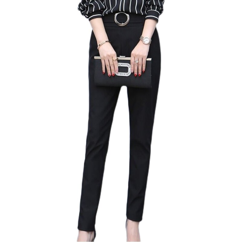 New Halon pants, women's skinny pants, fashionable and versatile Korean style slimming straight high-waisted casual pants, spring and autumn long pants Item Picture