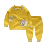 Детский осенний хлопковый пуховик, свитер для новорожденных, комплект для мальчиков, трикотажный кардиган