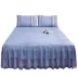 Đơn giản, màu sắc đơn giản giường bọc giường đơn mảnh đôi 1,5 m 1,8m nệm bọc màu xanh Simmons trải giường - Váy Petti