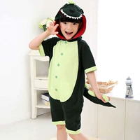 Trẻ em jumpsuit động vật mùa hè bông ngắn tay khủng long phim hoạt hình đồ ngủ phần mỏng cô gái chàng trai cha mẹ và con trang phục bộ đồ ngủ