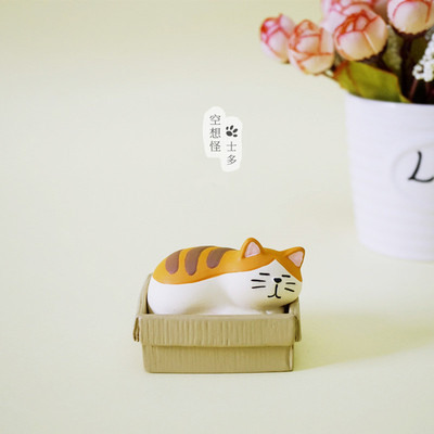 Японская стиль Zakka Carton Cat Mini -Back Box Cat Декоративная канцелярские товары для хранения настольного стола Cure Небольшое украшение