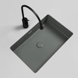 Черный квадратный гигиенический встроенный керамический таз