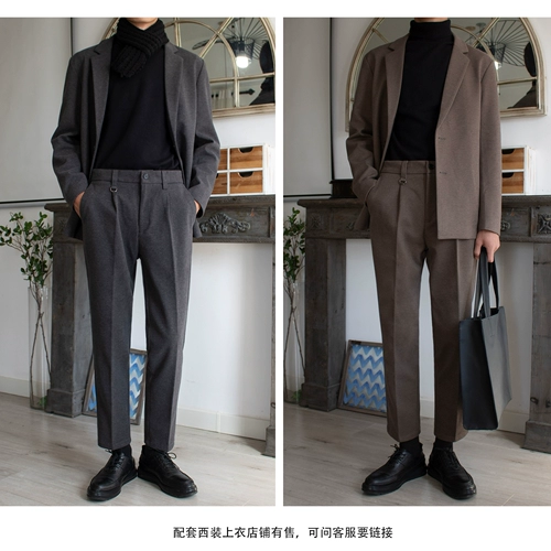 Шерстяное пальто, штаны, универсальный демисезонный костюм, увеличенная толщина