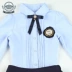 Áo sơ mi nữ màu xanh nhạt cho bé trai và bé gái áo dài tay mùa xuân và mùa thu lớn cho bé tiểu học biểu diễn đồng phục cotton