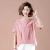 Váy thêu hoa cotton và vải lanh nữ 2019 mới mùa hè áo sơ mi rộng 30 - 40 tuổi - Áo phông