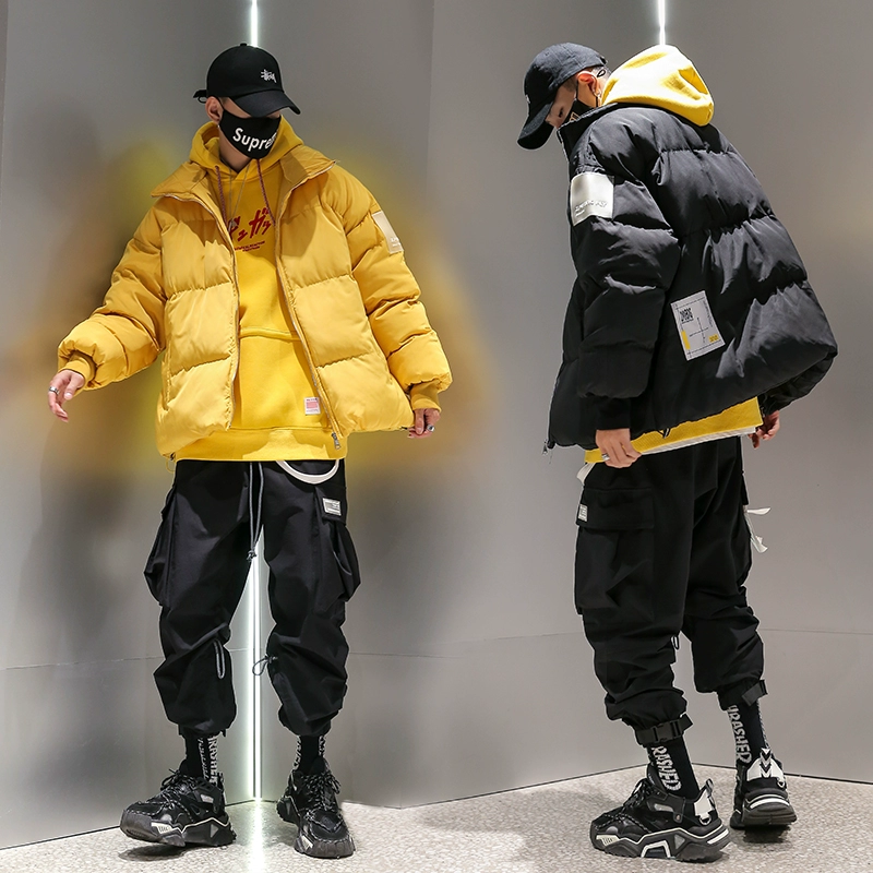Cặp đôi mặc cotton mùa đông nam thương hiệu hip-hop lỏng áo khoác cotton ngắn áo khoác theo xu hướng áo khoác cotton phong cách Harajuku - Bông