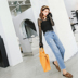 Nữ hàng đầu bảy lưới Quần eo cao thẳng tình yêu đầu tiên quần jean trẻ em mùa xuân lỏng lẻo quần jean hương vị Hồng Kông - Quần jean quần jean áo sơ mi nữ Quần jean
