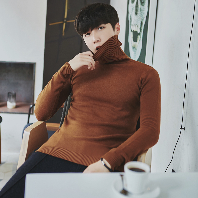 OrangeMRCYC man High collar sweater Korean version Self cultivation Condom Undershirt male tide Solid color Sweater