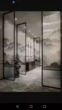 Накал в стиле новой китайцы, чипсовая стеклянная облако шелковая живописная живопись, рисовать чернила, картинка, зажимая стеклянная экрана, экран см. Взгляд, осветительное стекло