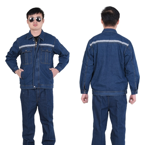 Осень и зимняя толстая джинсовая одежда Установите мужскую проект строительство трудовой страховой фабрик