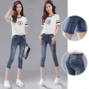 Quần jeans nhung nữ mùa xuân 2019 mới của phụ nữ phiên bản Hàn Quốc của quần skinny bút chì skinny mỏng eo thấp - Quần jean