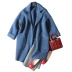 Haze xanh alpaca tóc Albaka chống mùa len áo khoác handmade hai mặt áo len nữ B2-D351 Áo len lót đôi
