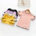Kawa trẻ em quần áo cô gái T-Shirt mùa xuân và mùa hè phụ nữ mới của kho báu hoang dã loa dài tay trẻ em Hàn Quốc phiên bản của màu rắn t-shirt Mùa xuân