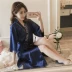 Sexy đồ ngủ mùa hè của phụ nữ ngắn tay Nhật Bản retro ren robe phần mỏng băng lụa áo choàng tắm dài dịch vụ nhà đồ ngủ 2 dây Night Robe