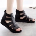 Giày nữ mới 2019 Giày da cá mùa hè Giày đế bệt đế bằng La Mã Dép nữ thoải mái không trơn trượt Giày mẹ cỡ lớn - Sandal Sandal