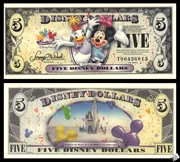 [Mỹ] New Disney (Disney) 5 nhân dân tệ tiền giấy nước ngoài tiền xu