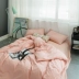 Bộ đồ giường bông rửa sạch bốn mảnh bộ 1.5 m 1.8 m cotton màu rắn duy nhất đôi khăn trải giường quilt cover bộ ra nệm Bộ đồ giường bốn mảnh