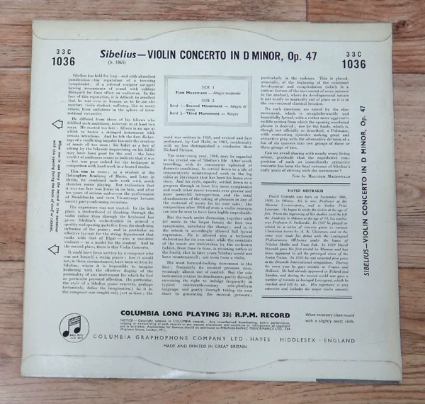 33C 1036 Xibei Violin Violin Astrah Oistrakh виниловый LP