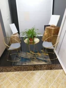 Bắc Âu rỗng dây ghế nội thất sáng tạo giải trí bàn ghế đơn giản kim loại ghế thiết kế hiện đại ghế vàng - Bàn ghế ngoài trời / sân