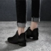 Giày bốt nữ nhỏ mùa xuân hè 2019 phong cách mới với giày đế dày Martin boot nữ ống ngắn bằng da Anh gió đơn - Giày ống boot đen Giày ống