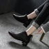 Giày bốt nữ nhỏ mùa xuân hè 2019 phong cách mới với giày đế dày Martin boot nữ ống ngắn bằng da Anh gió đơn - Giày ống boot đen Giày ống