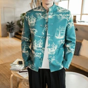 Trung Quốc Tang phù hợp với Hanfu Trung Quốc phong cách quần áo nam lay retro retro cổ áo khóa cổ áo quốc phục thanh niên tay áo dài