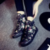 Cao-top giày vải của phụ nữ mùa thu mới hoang dã giày phẳng màu đen sinh viên Hàn Quốc phẳng giày thường thủy triều Giày cao gót