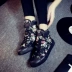 Cao-top giày vải của phụ nữ mùa thu mới hoang dã giày phẳng màu đen sinh viên Hàn Quốc phẳng giày thường thủy triều